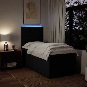 Pat box spring cu saltea, negru, 90x200 cm, textil - Img 4