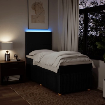 Pat box spring cu saltea, negru, 90x200 cm, textil - Img 4