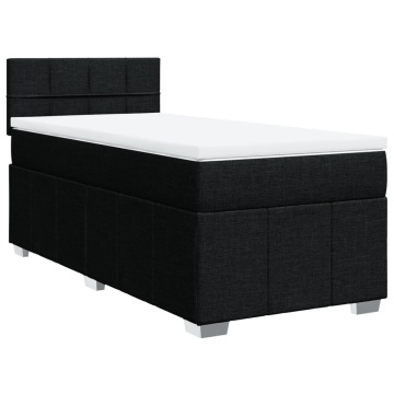 Pat box spring cu saltea, negru, 90x200 cm, textil - Img 2