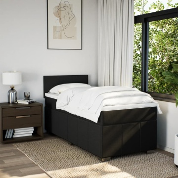 Pat box spring cu saltea, negru, 90x200 cm, textil - Img 3