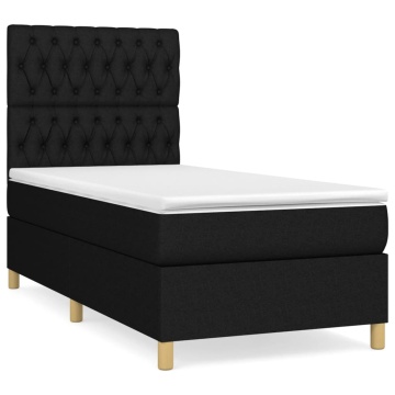 Pat box spring cu saltea, negru, 90x200 cm, textil - Img 2