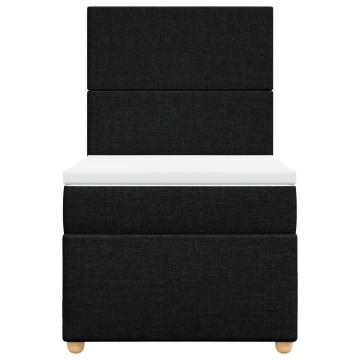 Pat box spring cu saltea, negru, 90x200 cm, textil - Img 5