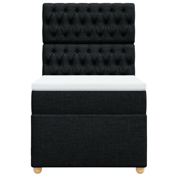 Pat box spring cu saltea, negru, 90x200 cm, textil - Img 5