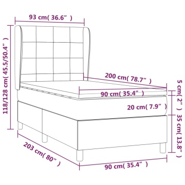 Pat box spring cu saltea, negru, 90x200 cm, textil - Img 6