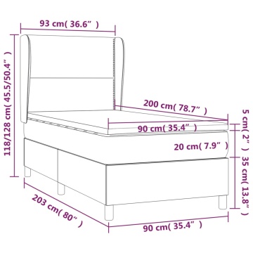 Pat box spring cu saltea, negru, 90x200 cm, textil - Img 6