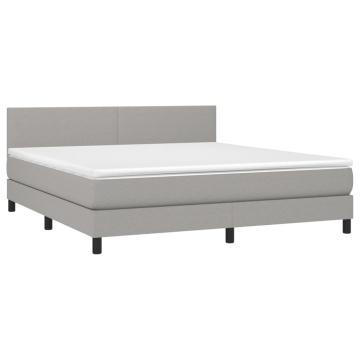 Pat continental cu saltea, gri deschis, 160x200 cm, textil - Img 3