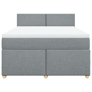 Pat continental cu saltea, gri deschis, 160x200 cm, textil - Img 4