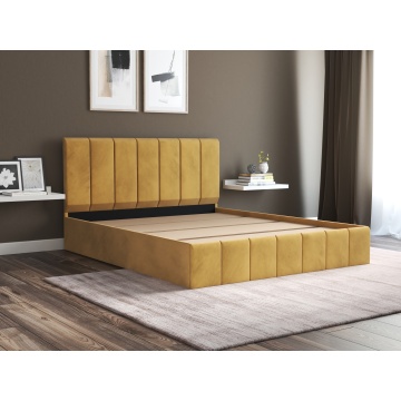 Pat Cozy cu saltea, 140x200 cm, galben, suport saltea din PAL - Img 3