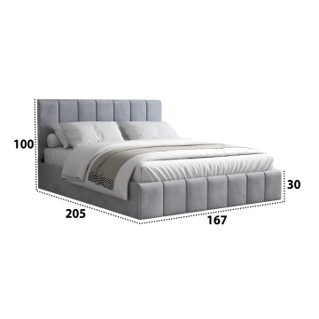 Pat Cozy cu saltea, 140x200 cm, gri deschis, suport saltea din PAL - Img 4