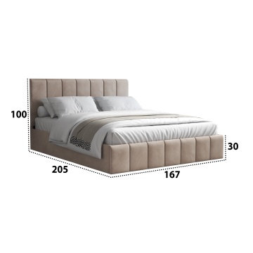 Pat Cozy cu saltea, 160x200 cm, cappucino, suport saltea din PAL - Img 4