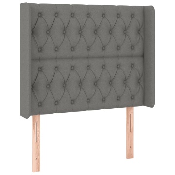 Pat cu arcuri, saltea și LED, gri închis, 90x200 cm, textil - Img 6