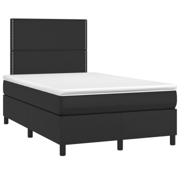 Pat cu arcuri, saltea și LED, negru, 120x200cm, piele ecologică - Img 3