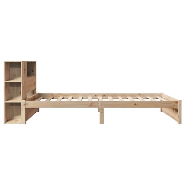 Pat cu bibliotecă fără saltea, 75x190 cm, lemn masiv de pin - Img 8