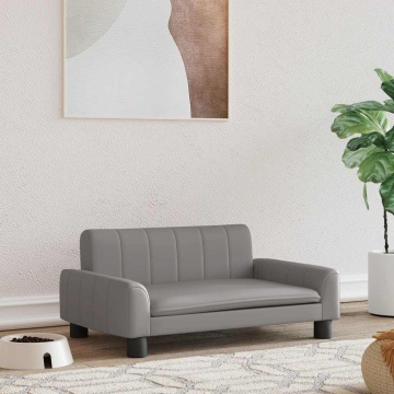 Pat de câini, gri, 70x45x30 cm, piele ecologică - Img 1