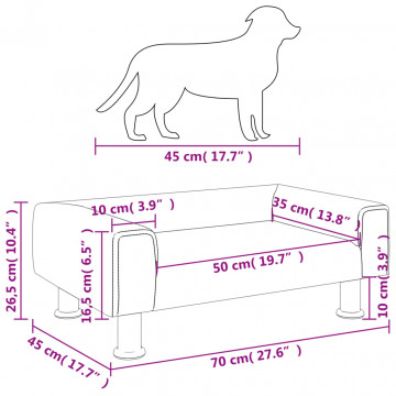 Pat de câini, gri deschis, 70x45x26,5 cm, catifea - Img 6