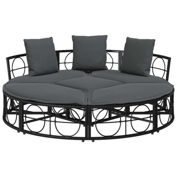 Pat de lounge pentru exterior fără baldachin Poly Rattan negru - Img 5