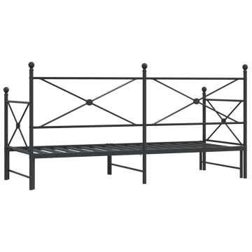 Pat de zi cu căuț fără saltea Negru 80x200 cm Oțel - Img 7