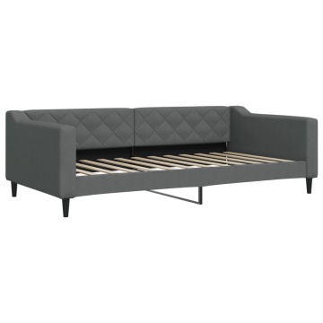 Pat de zi cu extensie și saltele, gri închis, 100x200 cm textil - Img 4
