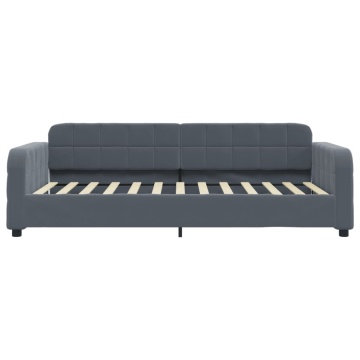 Pat de zi cu extensie și sertare gri închis 90x200 cm catifea - Img 6