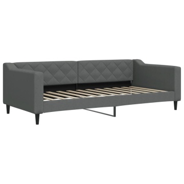 Pat de zi cu extensie și sertare, gri închis, 90x200 cm textil - Img 4