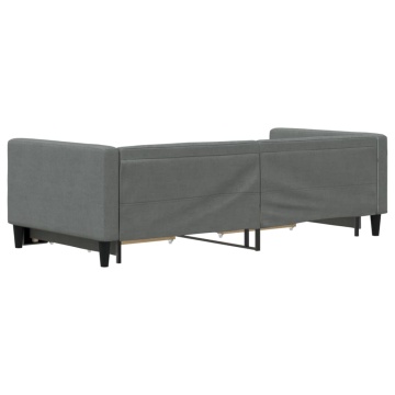 Pat de zi cu extensie și sertare, gri închis, 90x200 cm textil - Img 8
