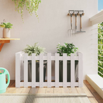 Pat înălțat grădină design gard alb 100x50x50cm lemn pin tratat - Img 1