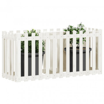 Pat înălțat grădină design gard alb 150x50x70cm lemn pin tratat - Img 3