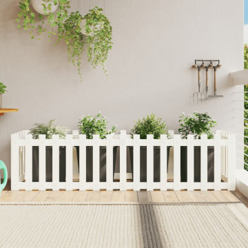 Pat înălțat grădină design gard alb 200x50x50cm lemn pin tratat - Img 1
