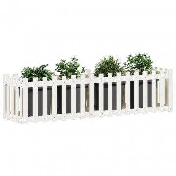Pat înălțat grădină design gard alb 200x50x50cm lemn pin tratat - Img 3