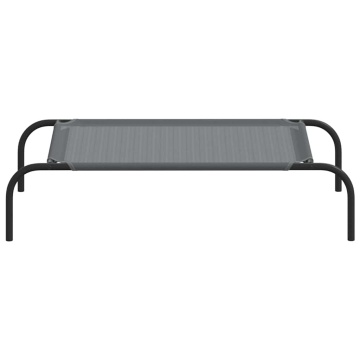 Pat înălțat pentru câini gri 90x50x20 cm Textilenă și oțel - Img 4