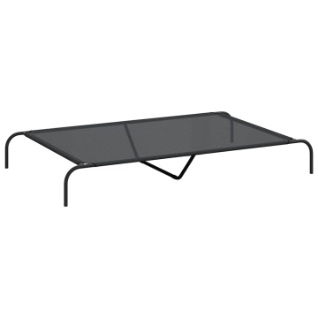 Pat înălțat pentru câini negru 150x90x20 cm Textilenă și oțel - Img 2