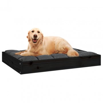 Pat pentru câini, negru, 71,5x54x9 cm, lemn masiv de pin - Img 5