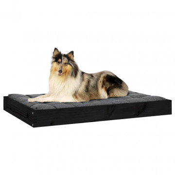 Pat pentru câini, negru, 91,5x64x9 cm, lemn masiv de pin - Img 5