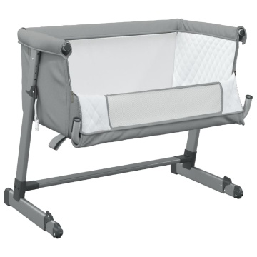 Pat pentru copii cu saltea, gri deschis, pânză textil - Img 4