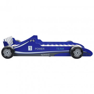 Pat pentru copii mașină de curse, albastru, 90 x 200 cm - Img 4