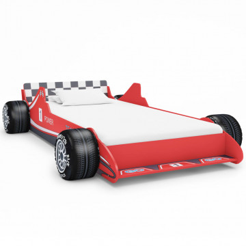 Pat pentru copii mașină de curse, roșu, 90 x 200 cm - Img 1