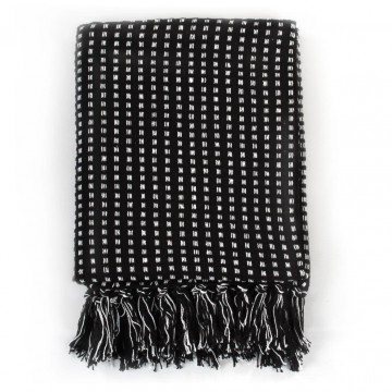 Pătură decorativă cu pătrățele, bumbac, 125 x 150 cm, negru - Img 1