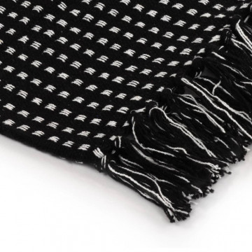 Pătură decorativă cu pătrățele, bumbac, 125 x 150 cm, negru - Img 3