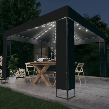 Pavilion cu acoperiș dublu & lumini LED, antracit, 3x3 m - Img 1