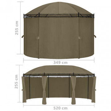 Pavilion cu perdele, gri taupe, 520x349x255 cm, 180 g/m² - Img 5