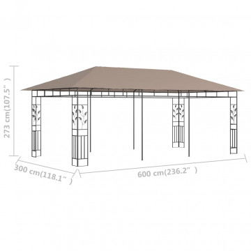 Pavilion cu plasă anti-țânțari, gri taupe, 6x3x2,73 m, 180 g/m² - Img 4