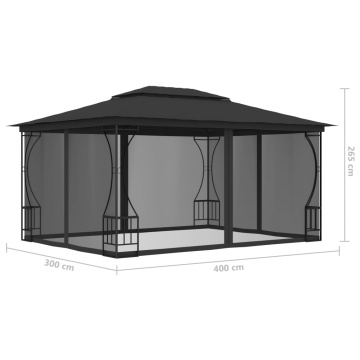 Pavilion cu plase, antracit, 300 x 400 x 265 cm - Img 5
