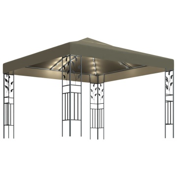 Pavilion cu șiruri de lumini LED, gri taupe, 3x3m, - Img 2