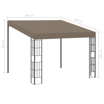 Pavilion montat pe perete, gri taupe, 3 x 3 m, material textil - Img 4