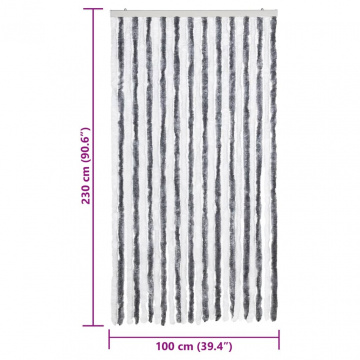 Perdea pentru insecte, gri și alb, 100x230 cm, chenille - Img 7