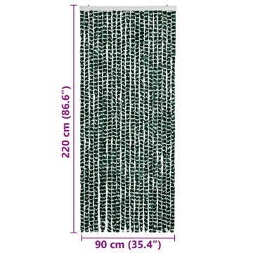 Perdea pentru insecte, verde și alb, 90 x 220 cm, chenille - Img 7
