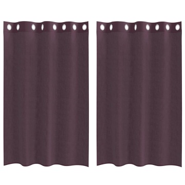 Perdele Voile cu Oeje 2 buc Violet 140x175 cm - Img 2