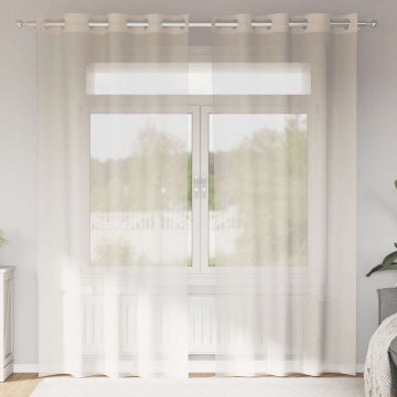 Perdele Voile cu Oeli 2 buc Crem 140x245 cm - Img 1