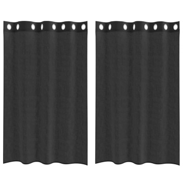 Perdele Voile cu Oeli 2 buc Negru 140x175 cm - Img 2