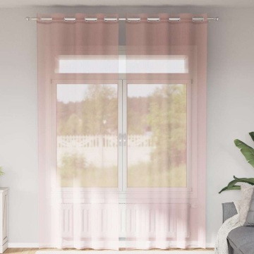 Perdele Voile cu Oelii 2 buc Roz deschis 140x300 cm - Img 1